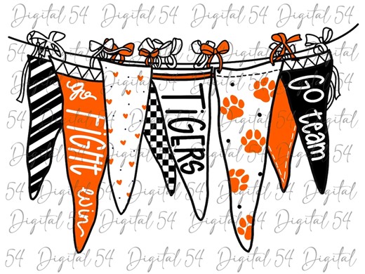 Tigers Pennant PNG | Cute Print | Digital Download | School Spirit | Custom PNG | Football | Mascot | Printable | Trending | Fan Favorite - Etsy