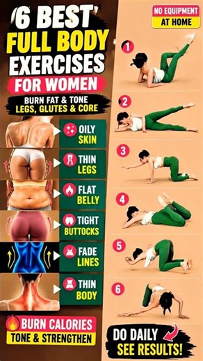 6 Best Full Body Exercises for Women | Burn Belly Fat, Tone Legs, Glutes & Core Fast
