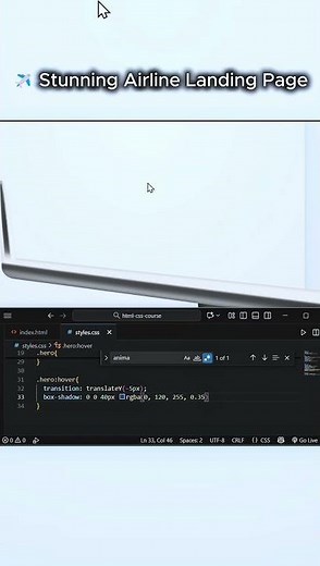 ✈️ Stunning Airline Landing Page Using Only HTML & CSS | Glassmorphism + Glow Animation 💙