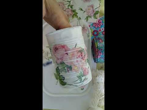 DIY Napkin / Serviette Decoupage on a Tin