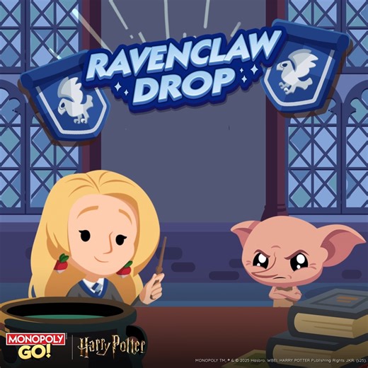 💙 The Ravenclaw Deluxe Drop is here, perfect for those who think before they leap! ✨ Your insight shines brightest under pressure, Tycoons. Collect clever, elegant cosmetics worthy of true wisdom and let every Chip bounce show your brilliance! 🧠💎 https://bit.ly/MGO-HP-DeluxeDrop-FB | Monopoly GO