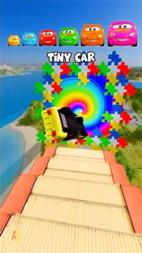🌟Tiny Car vs Puzzle Portal… and Turns ULTRA HUGE! 🌟 #shorts #beamngdrive