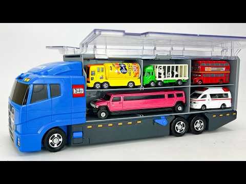 トミカ☆ミニカーをチェックしてコンボイへ収納します！川で走行テスト！Tomica cars checked and stored in convoy, river driving test!