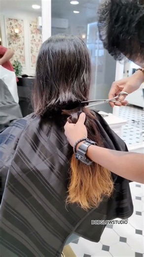 Elegant Chin-Length Bob Haircut | Sleek Bob Transformation ✂️ #bobhaircut