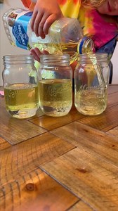 DIY Mason Jar Lava Lamp 😲😍 What a fun STEM science experiment for the kids this summer. Show your little ones the fun and exciting experience of those groovy lava lamps! Materials: Mason jar Vegetable oil Water Food coloring Antacid tablets(Alka-Seltzer Tablets) Glitter (optional) Start by filling the mason jar with 1/4 of water and 3/4 oil. Leave a little room at top to void bubbling over. Add a 5-6 drops of food coloring, then add glitter if you desire. Once all jars are ready, time for the 