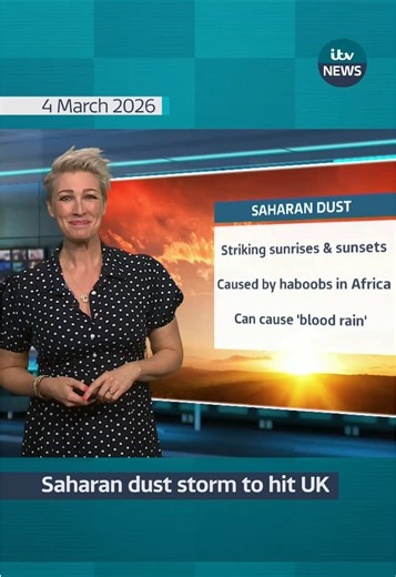 Here's everything you need to know about a Saharan dust storm heading towards the UK from North Africa. It's set to super charge our sunrises and sunsets. The dust is made of tiny particles of sand from the deserts. #Weather #Storm