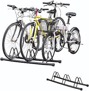 Japard Bike Rack, Bicycle Floor Parking Storage for Roadbike Garage Indoor Outdoor (For 3 bikes)