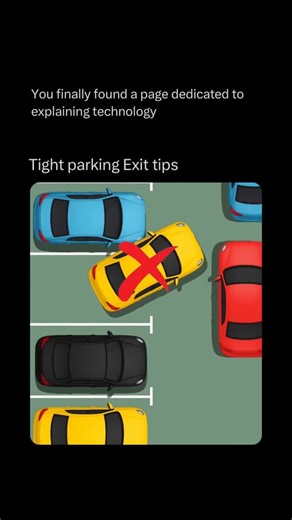 Technology Explained on Instagram: "Follow @explaining.tech to learn everything about technology one post at a time 🧠⚙️ You know that moment. You pull up to your car only to find the spots in front and behind you have gotten a lot smaller. Exiting a tight space isn’t just about having a small car; it’s a physics game of angles and patience. Whether you’re parallel-parked or squeezed in a lot, the key is to prioritize the front end of your car. That’s where your widest swing will happen. First, 