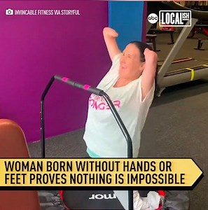 206K views · 1.8K reactions | “There is nowhere else in the world I’d rather be when I’m working out… at the gym, I’m just doing my thing.” Though she was born without hands or feet, Amy Fitzgerald proves anything is possible when you put your mind to it! | Localish | Facebook