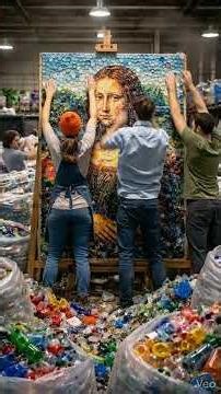 Plastic Waste Turned Into a Stunning Mona Lisa Portrait | Recycling Transformation Time-lapse ♻️🎨