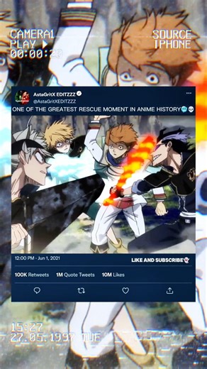 ONE OF THE GREATEST RESCUE MOMENT IN ANIME HISTORY💀#animeedit #shortsfeed #viralvideo#blackclover