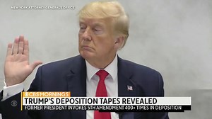 5.8K views · 89 reactions | CBS News has obtained video excerpts of former President Trump’s deposition in an investigation into his company’s business practices, during which he repeatedly invoked the Fifth Amendment and declined to answer questions. https://cbsn.ws/3Hn4Phv | CBS Mornings | Facebook
