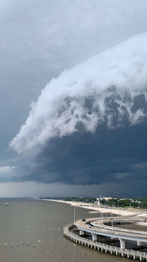 12K views · 511 reactions | Awesome shelf cloud moving into Biloxi! Love the scud clouds forming on the leading edge. Shelf clouds form when rain cooled air rushes out ahead of a storm and scoops up warm, moist air. The process molds the cloud into the shape of a “shelf.” Scud clouds are the scraggly, stringy looking clouds forming on the leading edge. It’s basically moisture condensing into clouds. | Meteorologist Eric Jeansonne | Facebook