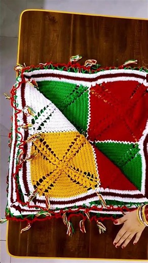 Stunning Multi-Color Crochet Tablecloth | Handmade Crochet Art #diy #shorts #explore #homedecor
