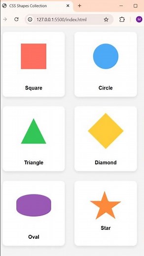 Create CSS Shapes Using Only HTML & CSS | Square, Circle, Triangle, Diamond, Oval & Star
