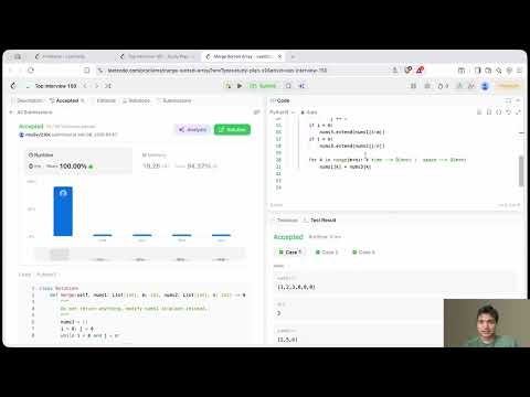 LeetCode 88: Merge Sorted Array | Top Interview 150 Explained