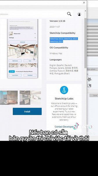 Tải AI Diffusion trên SketchUp #learnontiktok #ongtrumsoftware #sketchup #3d #ai #diffusion