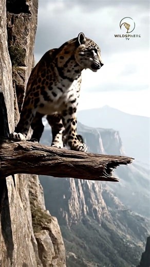 Incredible Snow Leopard Cliff Jump! 🐆🐐 #nature