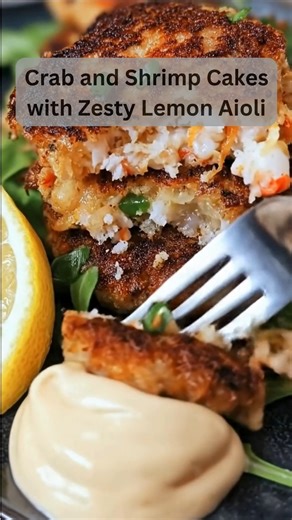 Craving golden, crispy seafood cakes that melt in your mouth? These Crab and Shrimp Cakes with Zesty Lemon Aioli deliver bold flavor in every bite! Ingredients For the Crab & Shrimp Cakes: 1 cup lump crab meat 1 cup cooked shrimp, chopped 1 cup mashed potatoes (or ½ cup breadcrumbs) 1 egg, beaten ¼ cup finely diced red bell pepper 2 tbsp green onions, chopped 1 tbsp fresh parsley, chopped 1 tsp Old Bay seasoning ½ tsp garlic powder Salt & pepper to taste 2–3 tbsp oil for pan-frying For the Zesty