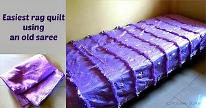 28K views · 256 reactions | DIY Easiest Rag Quilt using an Old Saree | No cutting required | Recycling old clothes | Blissful Stuff by Poonam | Facebook