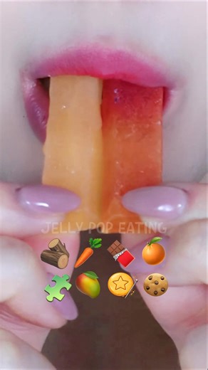 🥕 ASMR EMOJI FOOD: Carrot Jelly & Kumquat Jelly | Eating Sounds (sped up)