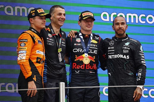 Lewis Hamilton and Lando Norris react to Max Verstappen being booed at the F1 Spanish GP