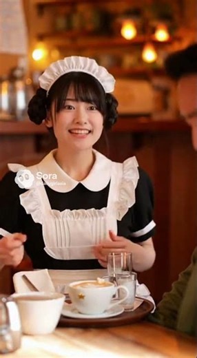 Maid Service! Japanese Lady in Black Stockings at Restaurant