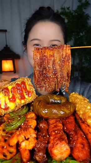EXTREME SPICY ENOKI & SAUSAGE MUKBANG 🔥 Korean Street Food ASMR #koreanfood #mukbang #asmr #shorts