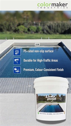 LUXAPOOL on Instagram: "P5-rated non-slip coating designed for pool surrounds, decks, patios, boat decks and walkways, LUXAPOOL® Poolside & Paving delivers a durable, decorative surface that enhances both safety and style. Easy to apply and highly versatile, it can be adjusted during application to achieve a range of non-slip textures to suit your space. Suitable for small pebble, concrete and paved areas, and available in 15 on-trend colours, it’s the perfect way to refresh, protect and elevate