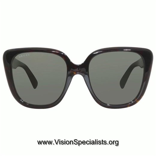 Gucci GG1169S 003 Sunglasses Womens Havana Green Square Shape 5420145 Havana GoldLogo Green003 889