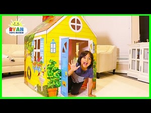 Ryan Pretend Play with PlayHouse and Hides from Emma and Kate