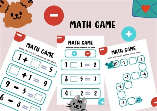 Kindergarten Math - Simple Addition and Subtraction Worksheets