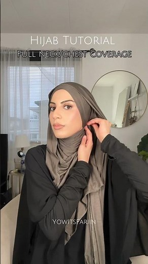 Full neck/chest coverage jersey hijab tutorial #hijabi #hijabtutorial #hijabstyle
