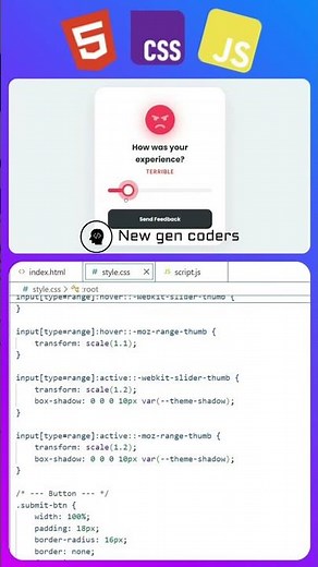 Feedback Slider using html css js #coding #frontendcourse #viral #webdesign #codeflow #python