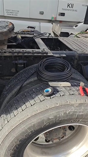 Guiding new electrical wiring through the floor on a Semitrailer #utility #trailer #electrical