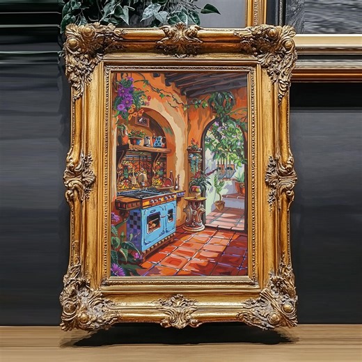 Spanish Kitchen Canvas Print: Rustic Tile Art, Bright Home Decor - Etsy