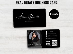 Real Estate Business Card, Real Estate Card, QR Code Card, Calling Card, Small Business, Editable Card, Canva Template, Digital Download. - Etsy