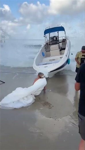 Bride gets completely soaked during luxury photoshoot #wedding #disaster #shorts