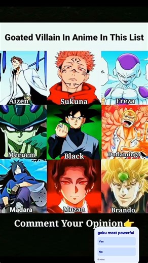 Best villain in anime in list #anime #short video #viral song #viral video #goku #goku vs Naruto