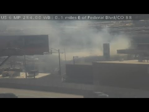 Smoke seen from fire near Federal and US 6 in Denver