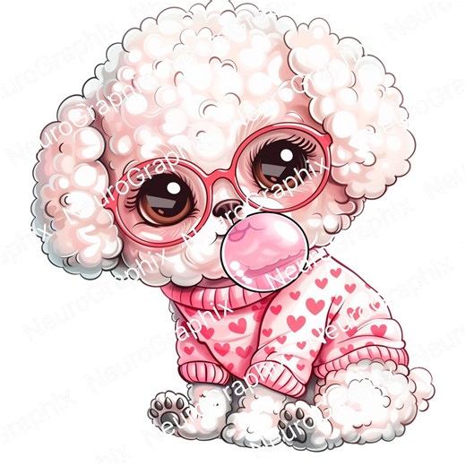 15 Cute Puppies With Bubble Gum PNG/300DPI, Digital Clipart, Watercolor Clipart, High-quality PNG, Printable Clipart, Digital Download. - Etsy