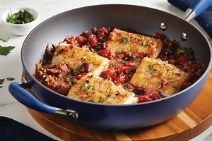 Pan Roasted Cod with Puttanesca