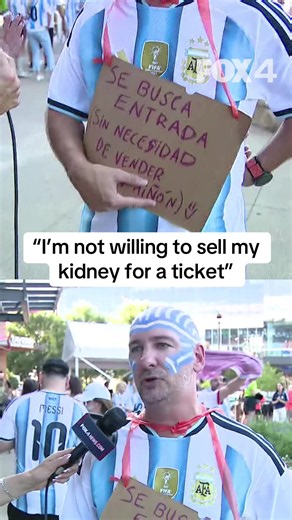 An Argentina fan made the trip to Arlington to watch his team, but there’s just one problem…. He doesn’t have a ticket. #fifaworldcup