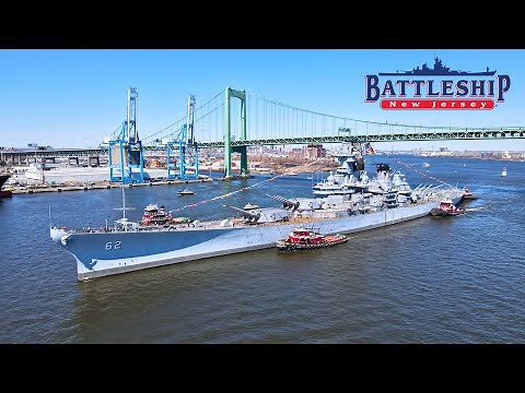 Moving the Battleship New Jersey Drone Footage 4K