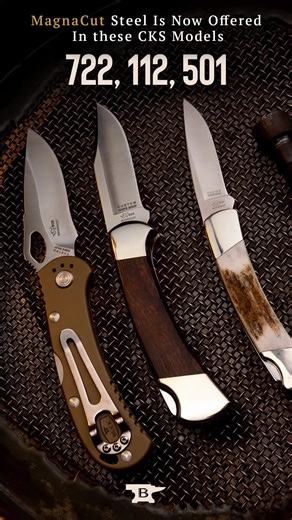 MagnaCut steel is now offered on more models in the Custom Knife Shop. You can choose from the 722 Spitfire, 112 Ranger, or the 501 Squire — each customizable and featuring top-quality steel. #foryou #foryoupage #buckknives #madeinamerica #magnacut #customknifeshop