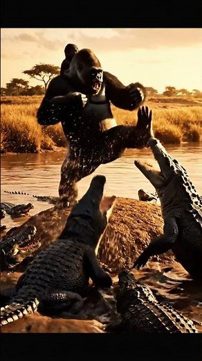 Baby Monkey Attacked by Eagle and Dropped into Crocodile Pit | Mother Gorilla’s Epic Rescue! 🦅🐊🦍