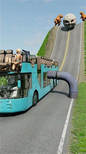 Long Colourful City Buses vs Low Pipes - BeamNG.Drive