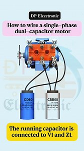 How to wire a single-phase dual-capacitor motor... #DPElecctronic #Elecctronic #Electrical #fblifestyle #instagramreels #interiordesign #electricalwork #DPElecctronicfollow | 𝐃𝐏 𝐄𝐥𝐞𝐜𝐜𝐭𝐫𝐨𝐧𝐢𝐜