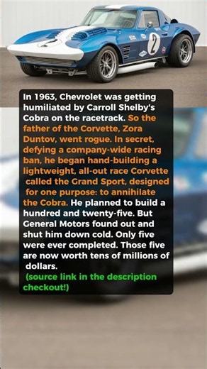 Chevy Secretly Built 5 Corvettes to Destroy the Cobra #shorts #car #automobile
