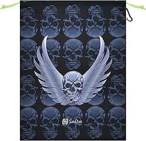 SANDIAN, Golf Shoes Waterproof Pouch Bag Stuffer, Packing Storage Bag, Drawstring Rope Closures, Sublimation Dye Prints, Durable PU Coatings, Weather Resistant, Large Capacity, Carabiner Included